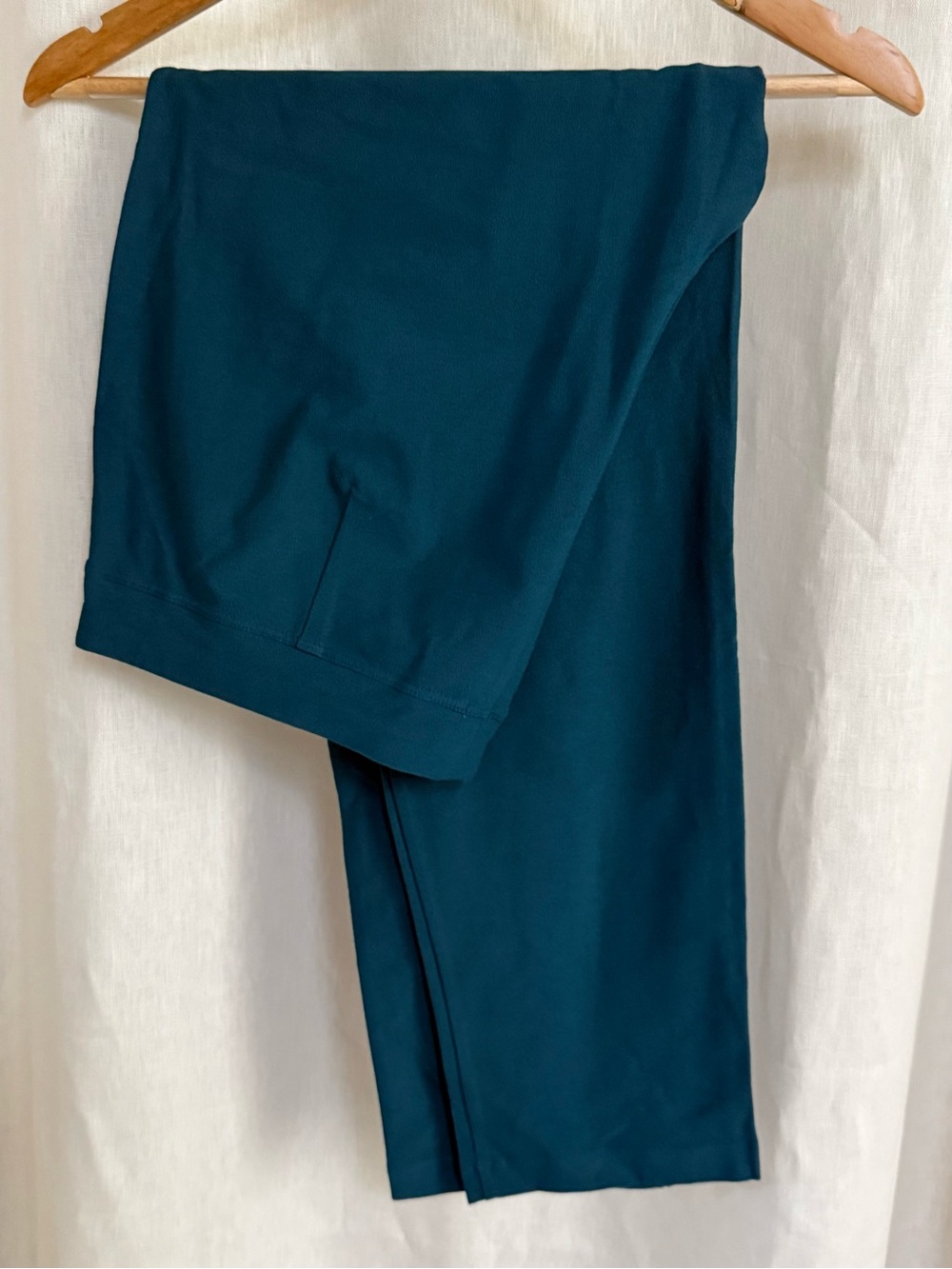 NWT Eileen Fisher Stretch Crepe L Slim Capri Pants Large Dark Jewel Teal $168